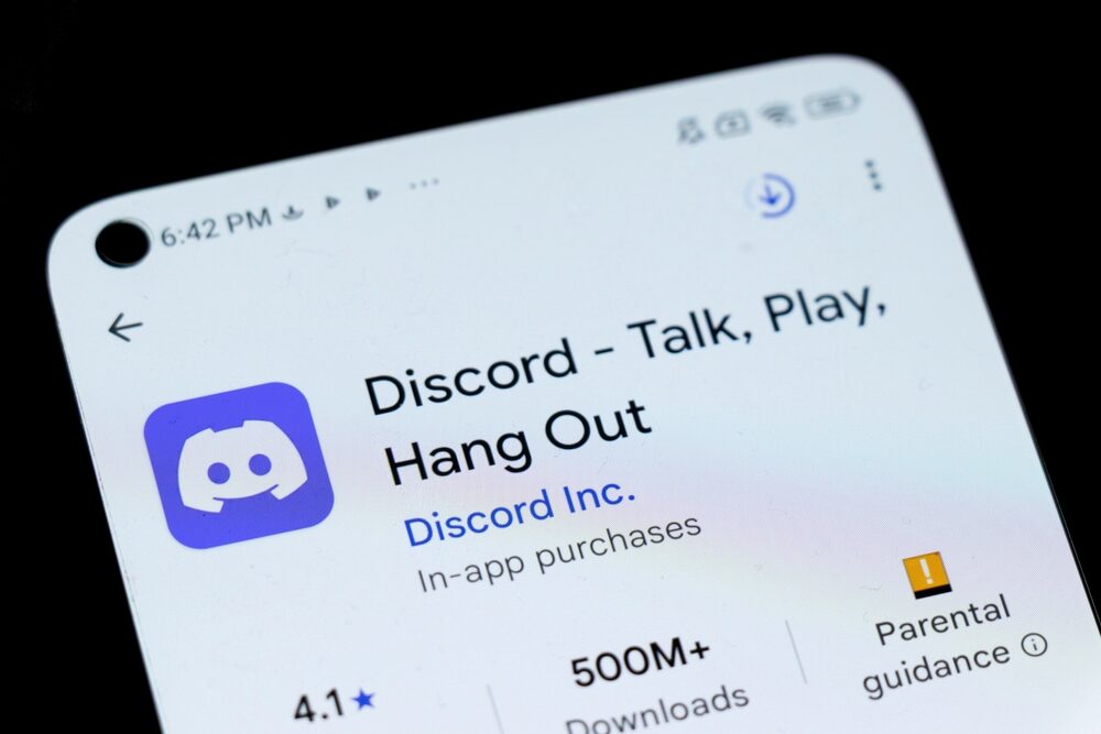 Logo di Discord con sfondo blu